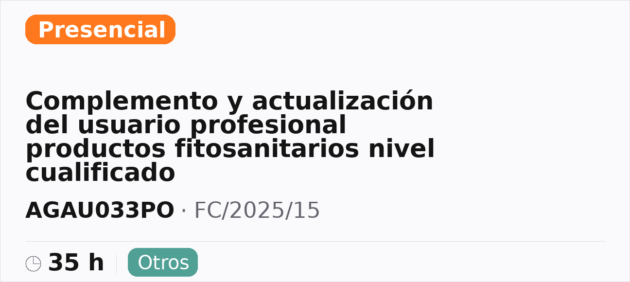 Complemento y actualización del usuario profesional productos fitosanitarios nivel cualificado
