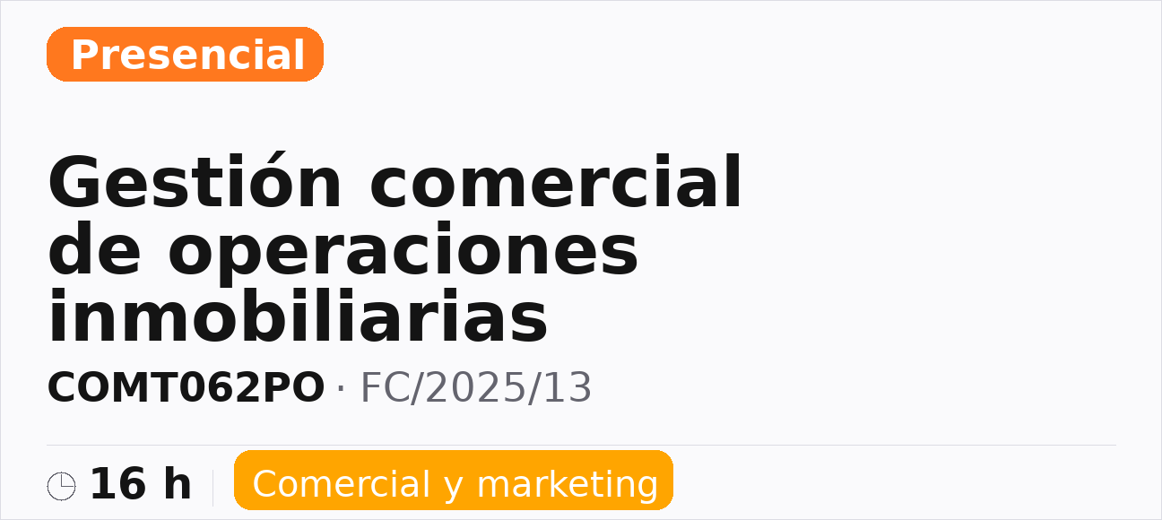 Gestión comercial de operaciones inmobiliarias